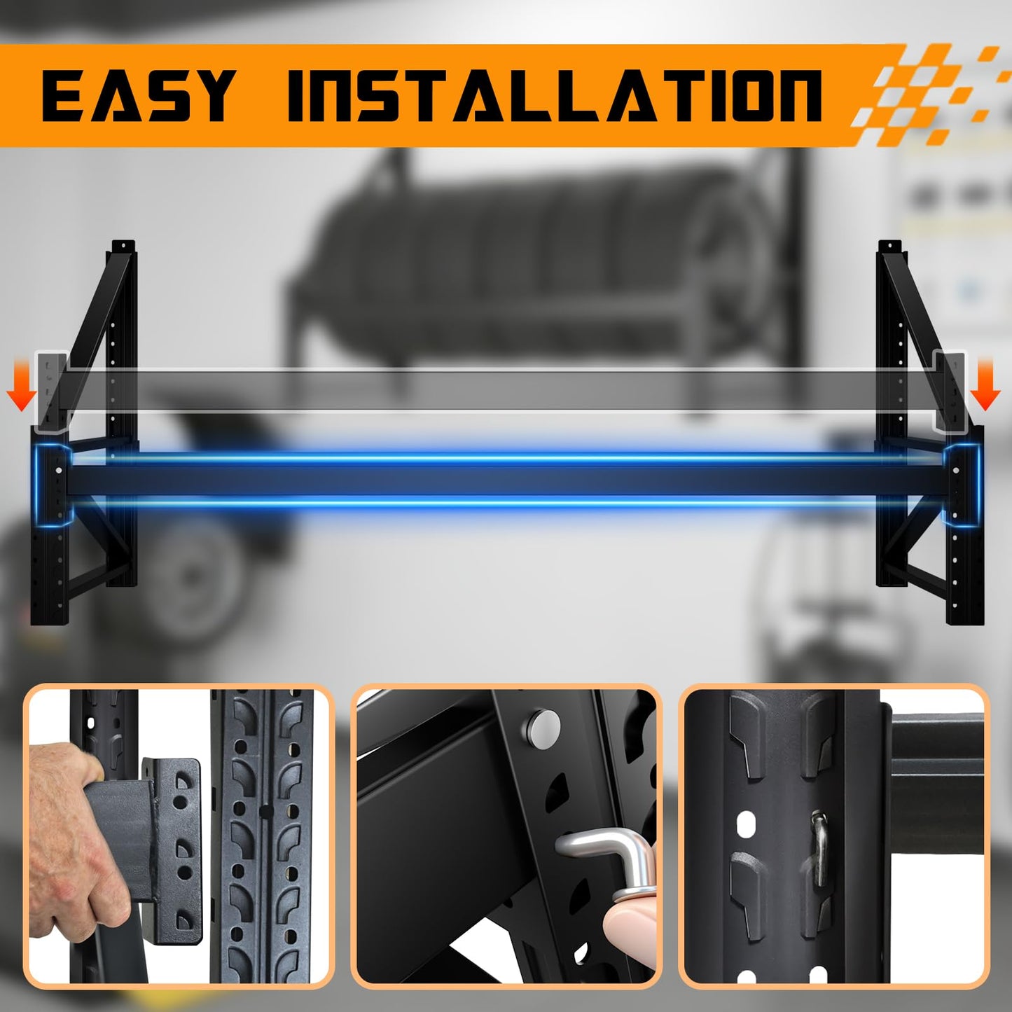 NULTRUMA Wall Mounted Heavy-Duty Tire Rack, 79"x31.5"x22.8" Large Capacity Tire Storage Shelf, 600lbs Max Load, Spare Tire Rack Powder Coated Steel for Garage, Workshop & Auto Repair Shop