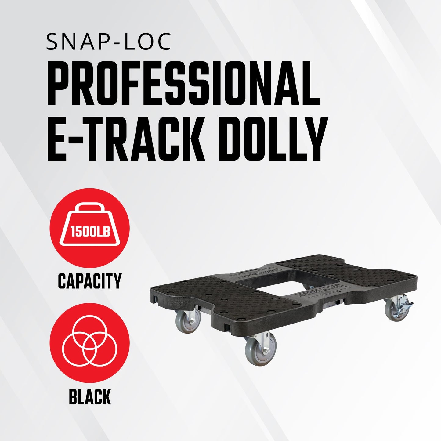 SNAP-LOC, Heavy Duty Moving Dolly 4 Wheels, 1,500 lb, OPS Dollies for Moving Cargo with Steel Frame, E Strap Attachment Included, Made in USA, Black