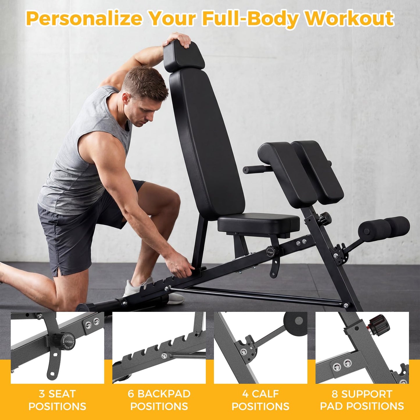 NEWBULIG Adjustable Weight Bench, 660 LBS Workout Bench Press with Leg Extension, Preacher Pad & 2 Wheels, Flat Incline Decline Sit Up Chest Press Machine for Home Gym