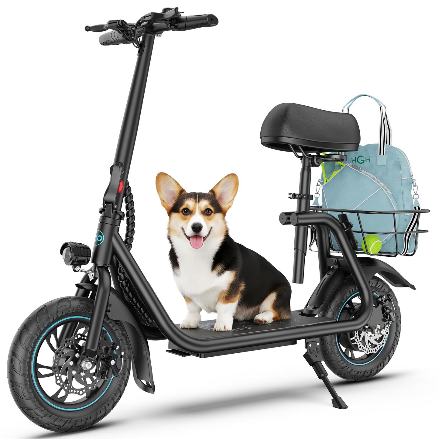 Gyroor Electric Scooter for Adults & Teens with Seat, 450W Motor, Upgraded Stable Battery, 20 Miles Range, Folding Commuter Scooter, Comfort Seat, Bonus Lock & Phone Holder for Urban Travel, C1-CMM