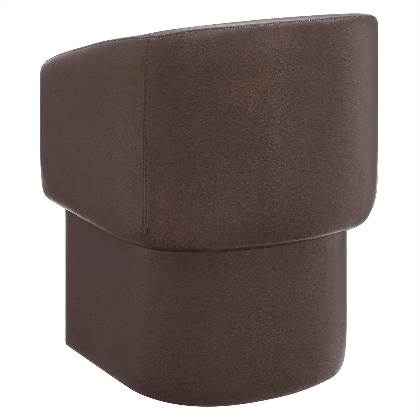 Modway Verity Vegan Leather Dining Chair with Rounded Back in Espresso – Upholstered Barrel Accent Chair with Armrests for Kitchen, Office, or Living Room