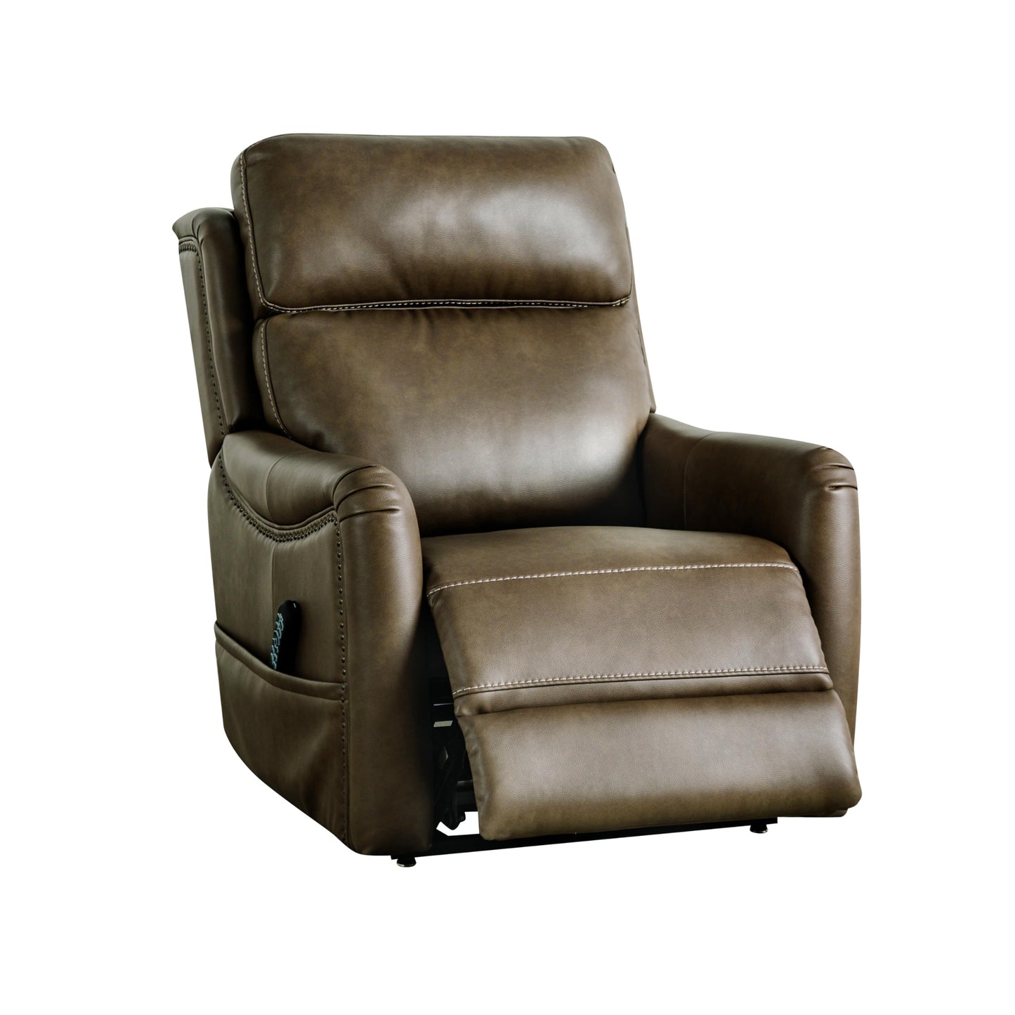 Furniture of America Starbright Faux Leather Power Lift Recliner Chair with Patented Power Headrest, Lumbar System and Footrest Extension for Living Room, Bedroom, Brown