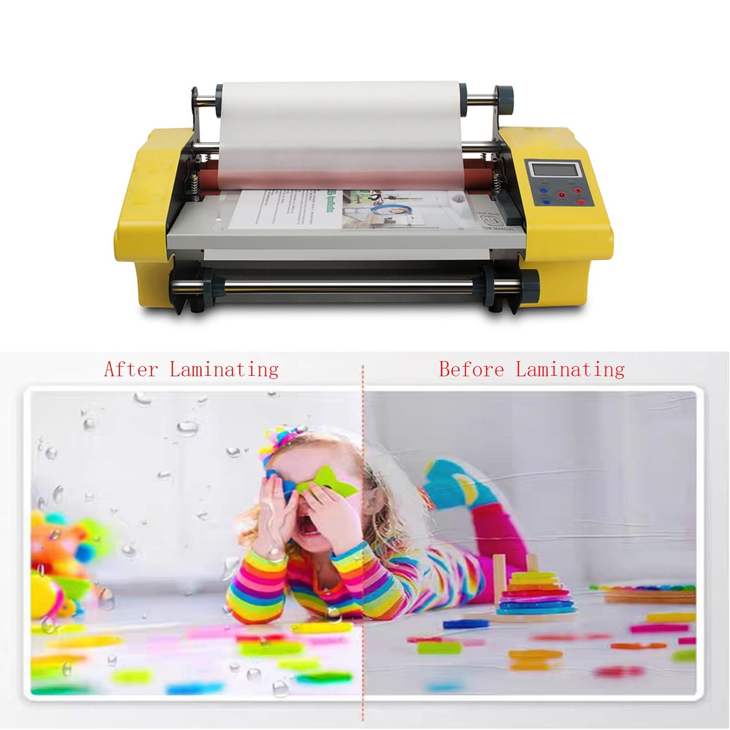 18.5" Laminating Machine, SHengwin Hot and Cold Roll Laminator 110V Thermal Roll Laminating Machine for Single/Dual Sides A2/A3/A4 Paper Lamination