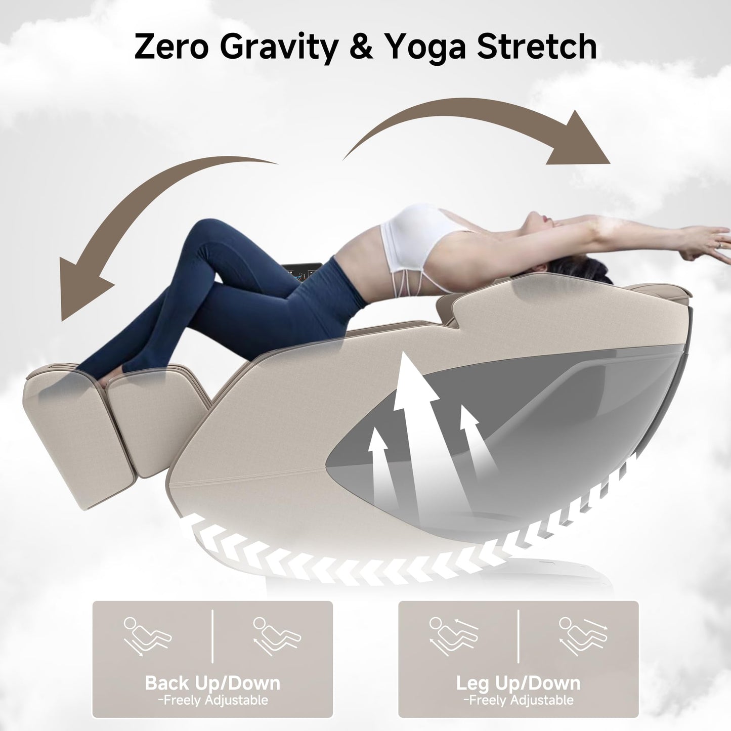 Real Relax 4D Massage Chair Full Body, Zero Gravity SL Track Recliner with Backlit Toch Pad, Negative Ion Purification, Aromatherapy, 20 Auto Modes, Yoga Stretching, Auto Body Scan, Brown