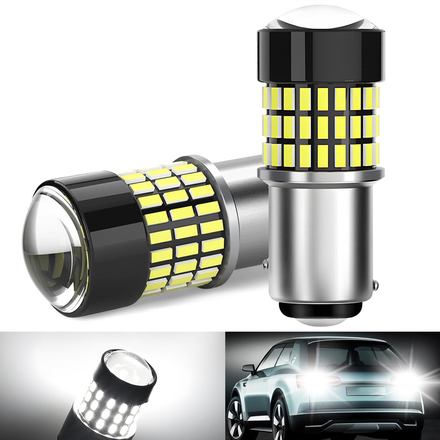 Qoope 1157 LED Bulb, 78SMD 3014 Chipset, 10-30V, Brake Tail Backup Reverse Turn Signal, Pack of 2, Model 2