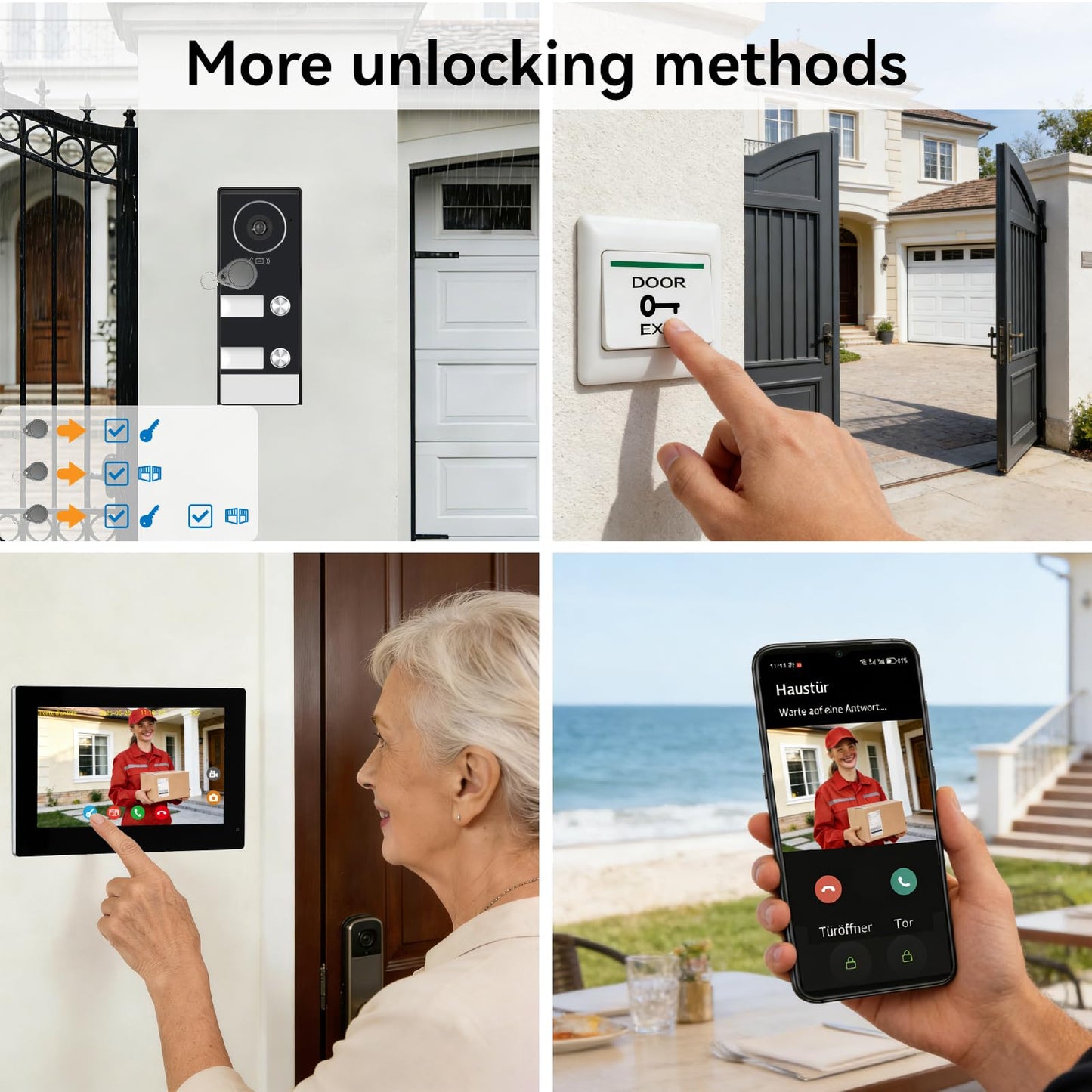 KeonBell Smart Home Video Intercom System,Wired Video Doorbell with 2X 7-inch Touch Screens,Remode Unlocking via App/RFID,Two-Way Audio,Night Vision,WIFI6 2.4/5GHz,2 Unit Household