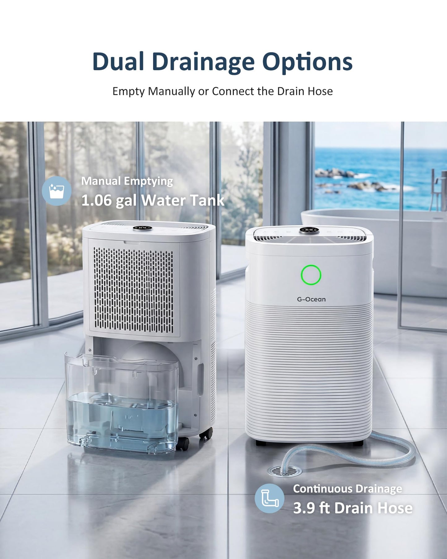 80 Pints/Day Compressor Dehumidifier for Home up to 5,500 Sq.Ft, Dehumidifier with Drain Hose, Humidity Control, 3 Modes, 24H Timer, Water Tank, Child Lock for Bathroom, Basement, Bedroom