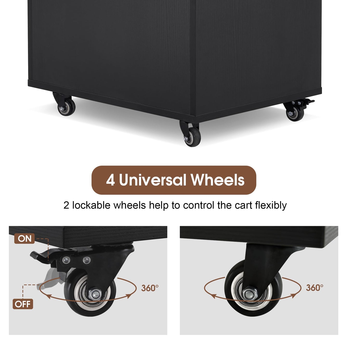 BarberPub Salon Cart with Storage Drawer Cabinet Barber Trolley with Wheels Rolling Salon Cart for Hair Stylist Beauty Organizer 2045 (Black)