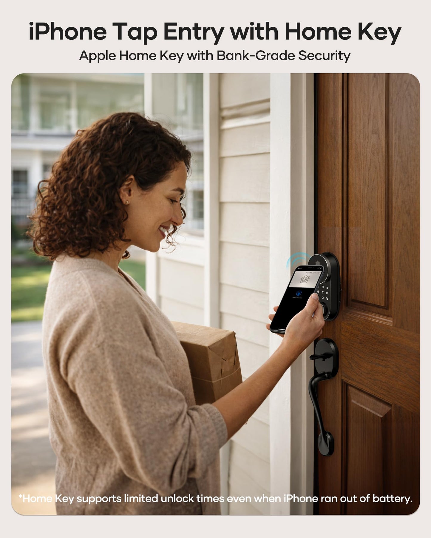 Smart Lock AH1, SMONET Fingerprint Keyless Entry Door Lock with Apple Home Key, WiFi Front Door Deadbolt Touchscreen Keypad with App Remote Control Supports Apple HomeKit, Alexa, Google Assistant