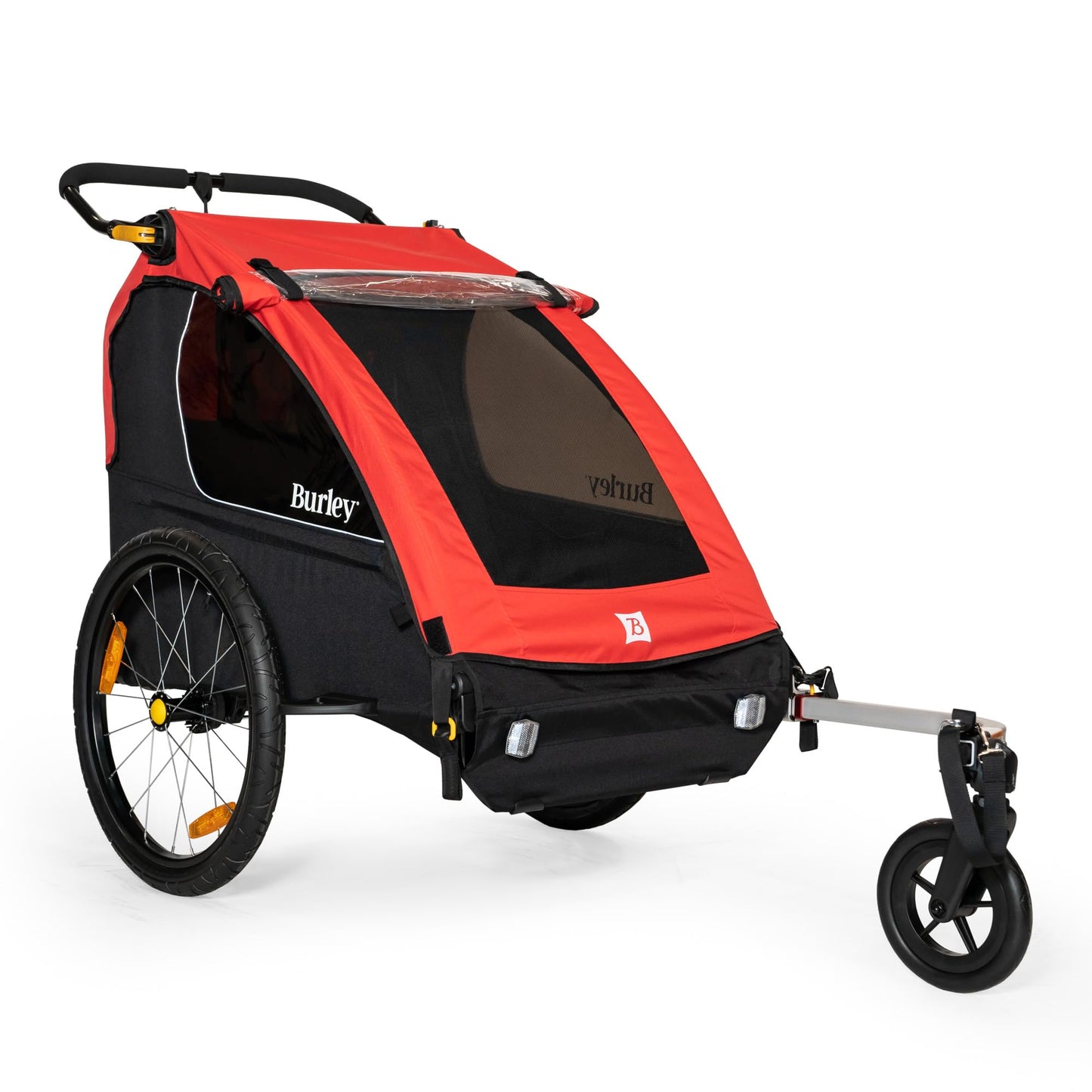 Burley Honey Bee | Lightweight 2-Seat Bike Trailer & Stroller with Adjustable Handlebar & Compact Fold