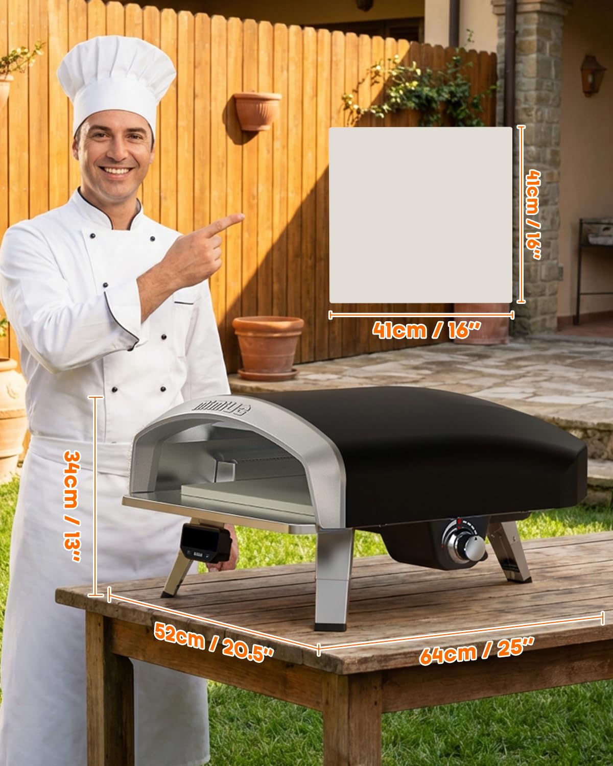 Mimiuo 16 Inch Gas Pizza Oven Outdoor Propane, Portable Pizza Maker with Digital Thermometer and Color-Coded Guide for Beginners, 3 Cooking Modes (Classic/Neapolitan/Custom), 900℉