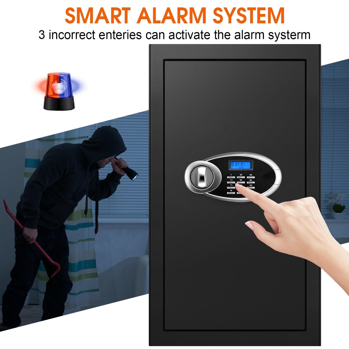 6.2 Cuft Large Fireproof Safe for Home Documents, Digital Security Personal Safety Box with Programmable Keypad, Spare Keys and 3 Removable Shelf, Anti-Theft Fire Safe Box for Money Firearm Medicine