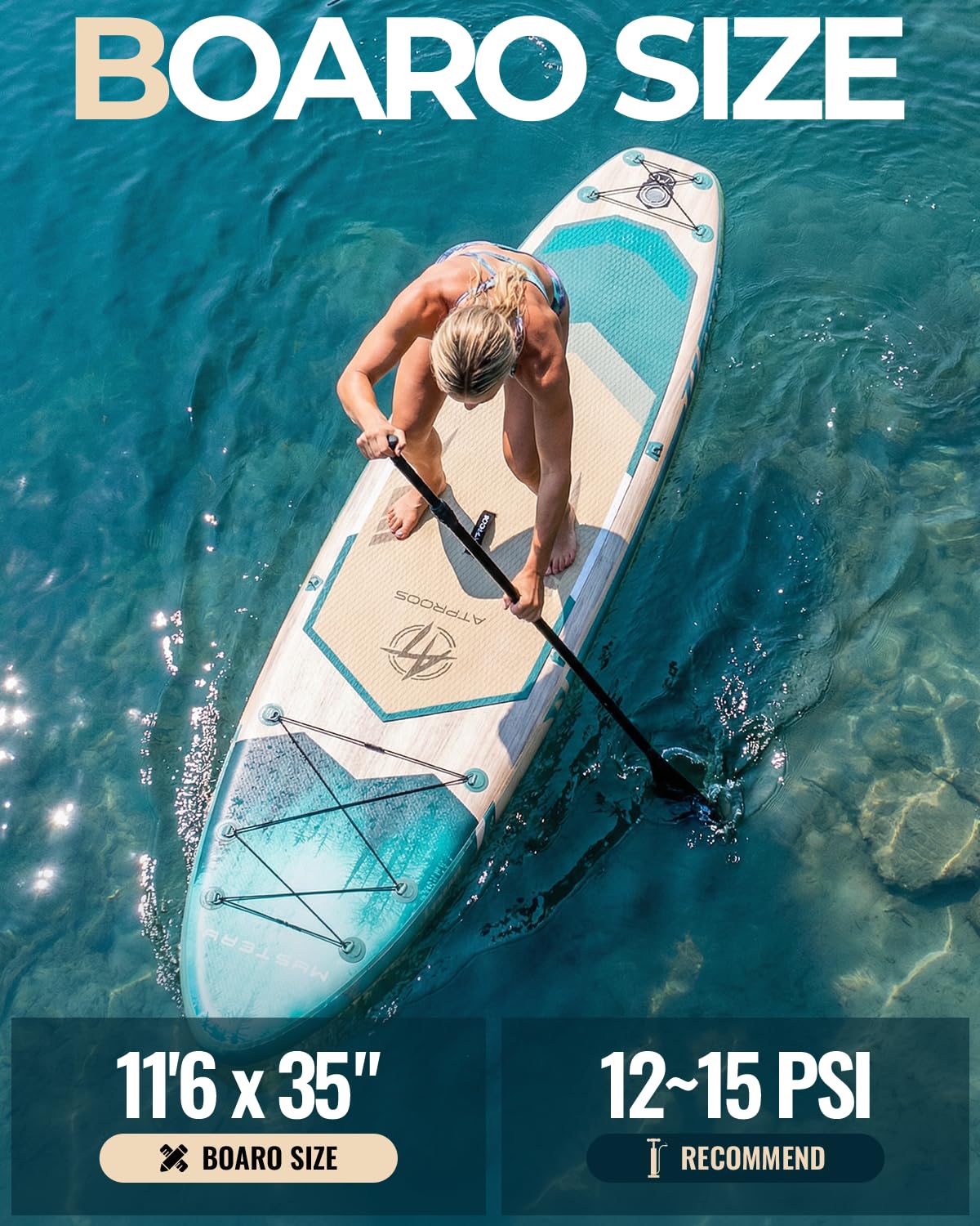 11'6"x35" Inflatable Stand Up Paddle Board 450LBS Weight Capacity Extra Wide Non-Slip Stable Deck Adult SUP with Kayak Seat, Premium Accessories Kit & Backpack – for Yoga, Fishing, Surf