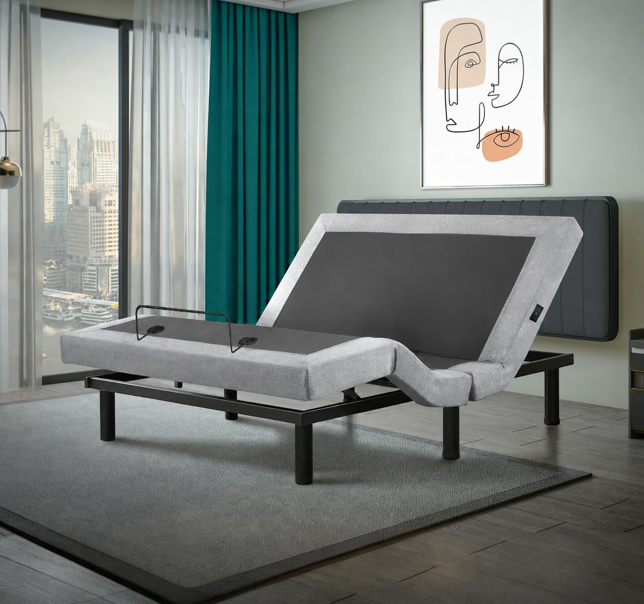 Irvine Home Collection Full Adjustable Bed Base | Full Body Massage | USB Ports | Zero Gravity | Anti-Snore | Memory Positions | Under Bed Lighting | Wireless Remote | Zero Clearance