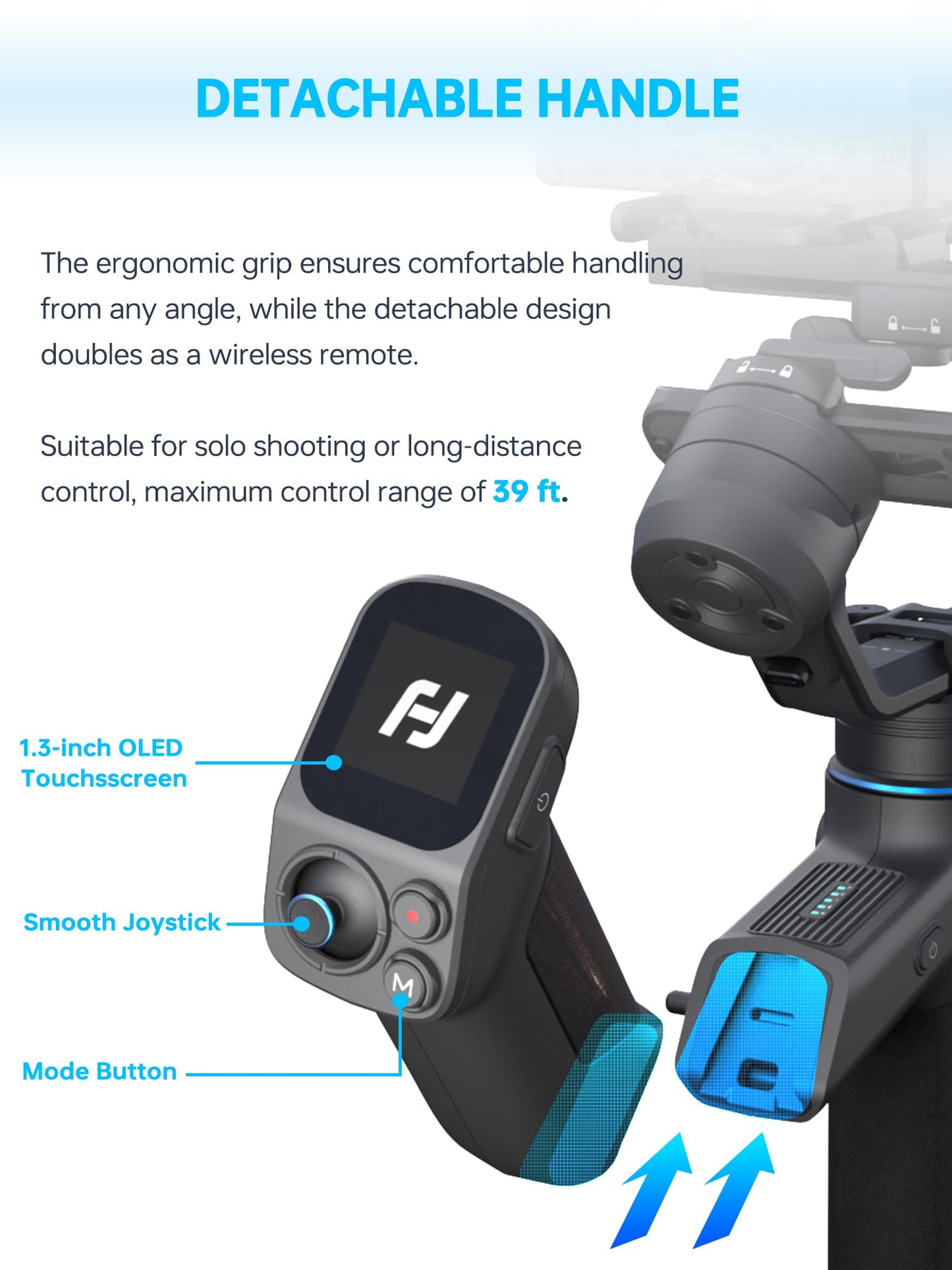 FeiyuTech SCORP Mini 3 Pro Camera Gimbal Kit w/AI Tracking 4.0, Detachable Touchscreen Handle, 4.4lb Payload, Gimbal Stabilizer for Mirrorless Cameras, Smartphone, Action Cam (Bag+Light+Pole Included)