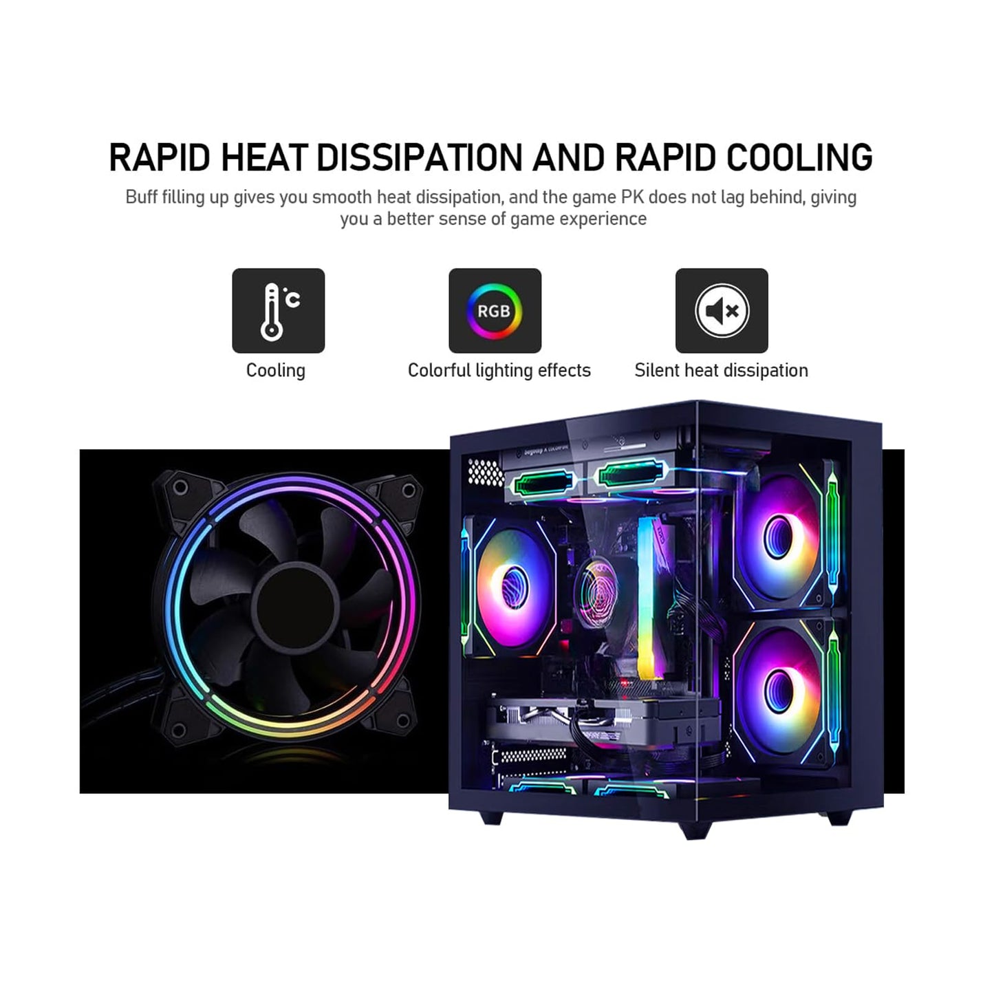 suevery Prebuilt Gaming PC, Black, Ryzen5 6Cores 3.6G-4.1G, DDR4 3200MHz 16G RAM, NVMe 512G SSD, Radeon RX560 4G, WIFI6 Desktop Computers Business Home