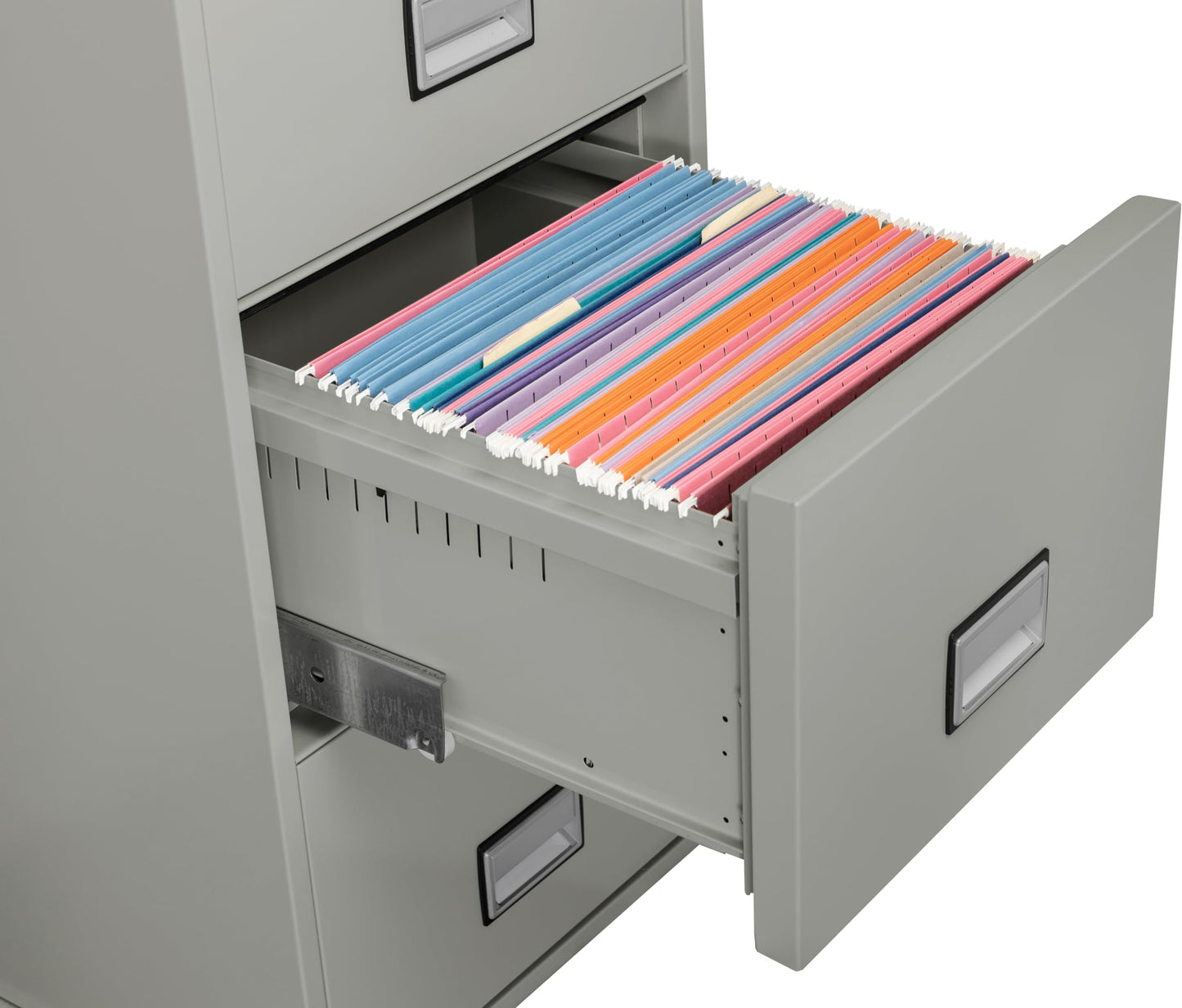 Phoenix Safe 25 inch 4-Drawer Vertical Fireproof File Cabinet – Legal and Letter Size Filing – Key Lock – Water Resistant Seal – Fire and Impact Rated – Light Gray Finish – Model LGL4W25LG