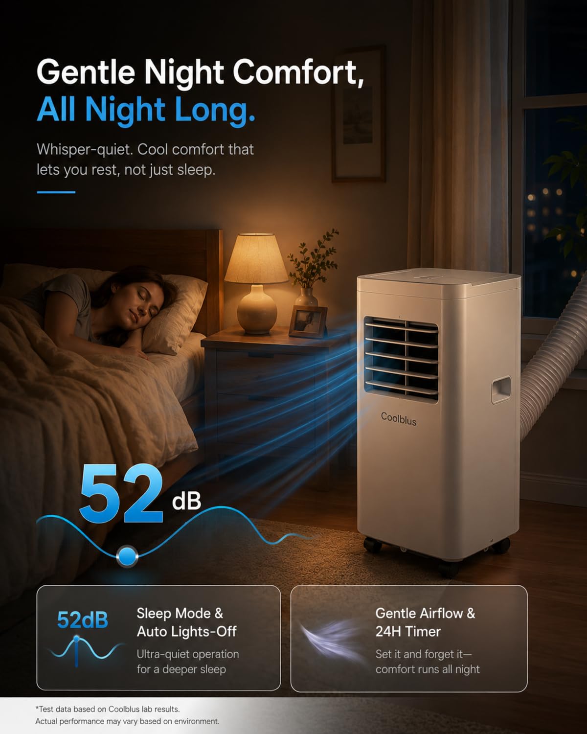 Coolblus Portable Air Conditioners, 8500 BTU Portable AC Cool Up to 360 Sq.Ft, 3 IN 1 with Remote Control, Sleep Mode, Window Kit, No Wall or Window Installation Needed, White-8500BTU