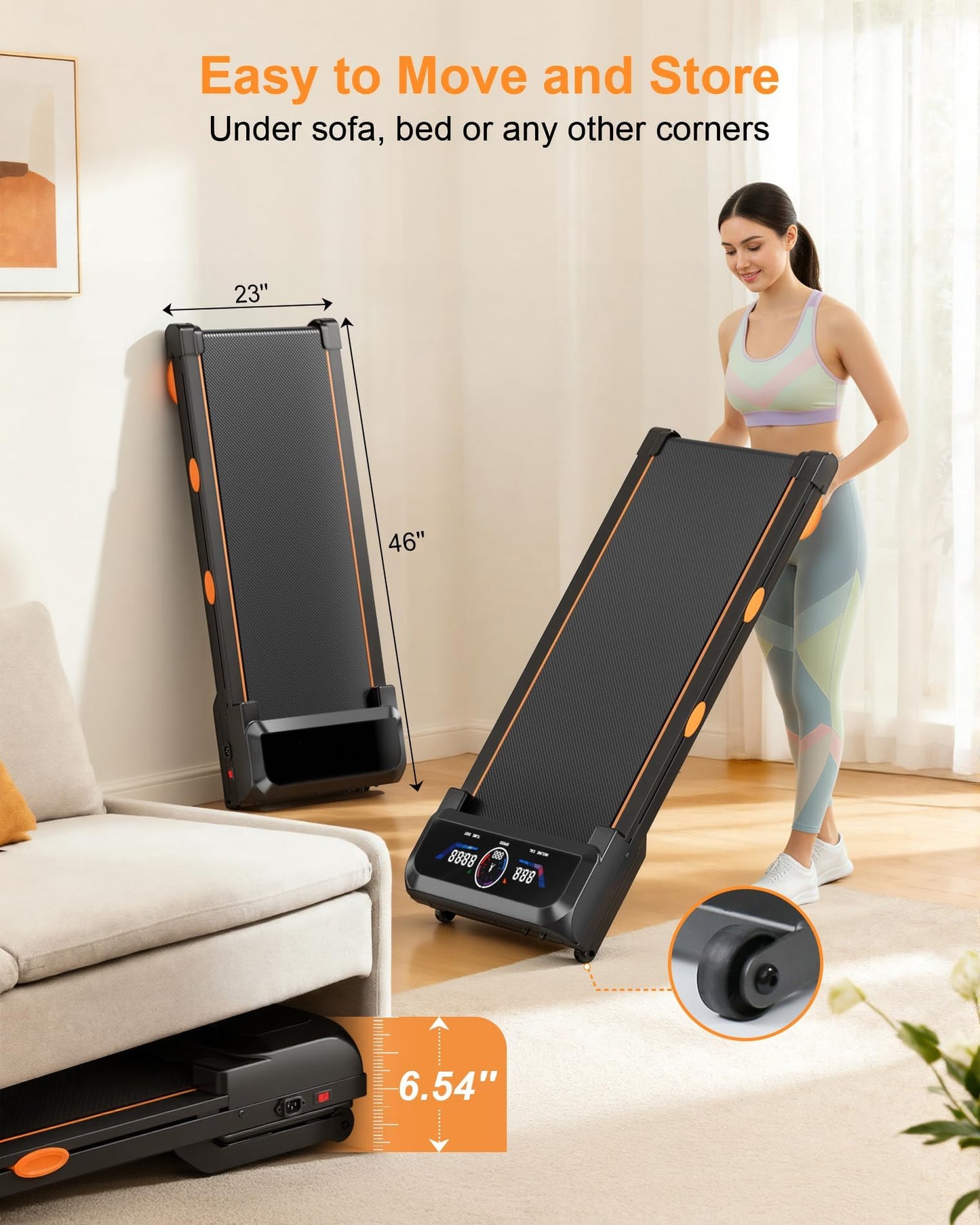 Walking Pad with 15% 12-Level Auto Incline/Bluetooth Speaker/RGB Light, 3 in 1 Under Desk Treadmill, 3.5HP Quiet Portable Treadmill for Home Hiking, 450lbs Capacity, APP & Remote