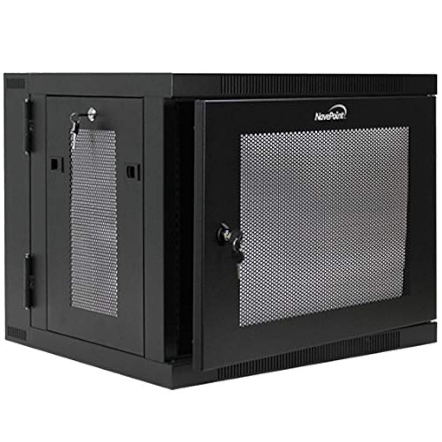 NavePoint 9U Server Cabinet with Hinged Back - 17.7” Deep, Server Rack Enclosure with Locking Perforated Door, Wall Mount Rack with Removable Side Panels, Network Cabinet, Pre-Assembled