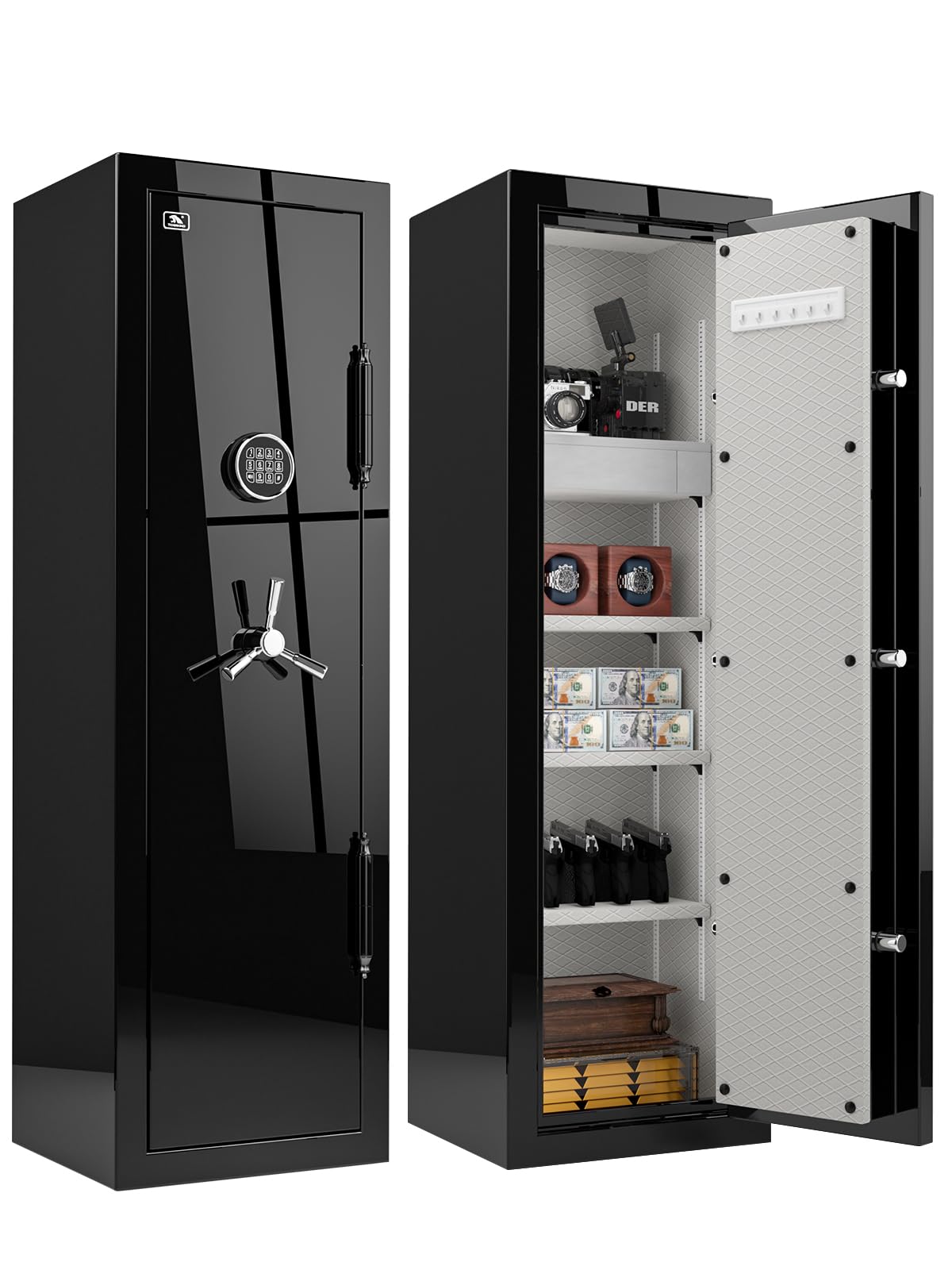 TIGERKING Large Fireproof Home Safe, 8.12 Cu Ft Luxury Gloss Design, 203 lb Heavy-Duty Steel, 40-Min Fire Protection, Digital Keypad for Jewelry, Cash & Valuables