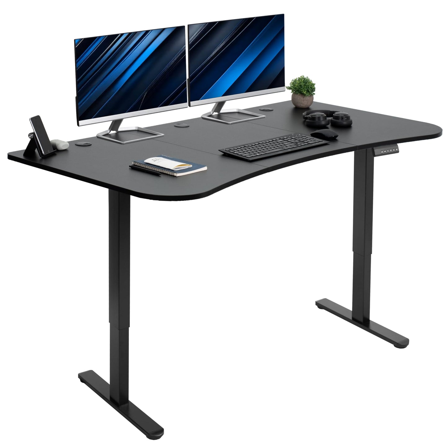 VIVO Electric 63 x 32 in Dual Motor Standing Desk, Memory Height Adjustment, E2B Series, Black Top Black Frame, DESK-KIT-E2B1B