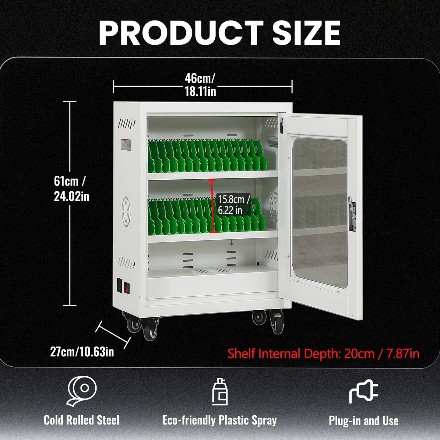rcqeuiol 30 Device Cell Phone Charging Stations, Mobile Phone Charging Cabinet, Cellphone USB Charging Cart, Rechargeable Cellphone Locker Storage Charging Station (White, 30 Slots)