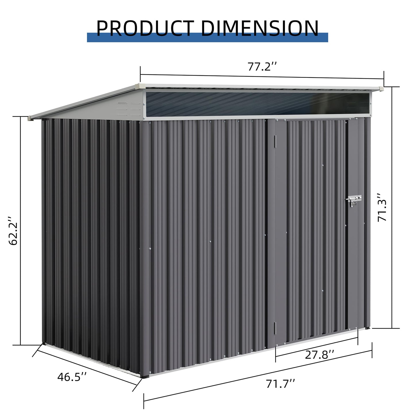 JY QAQA 6x4 FT Metal Outdoor Garden Storage Shed,Waterproof Metal Garden Sheds with Window and Lockable Double Door,Weather Resistant Steel Tool Storage House Shed for,Garden,Patio,Lawn, Dark Grey