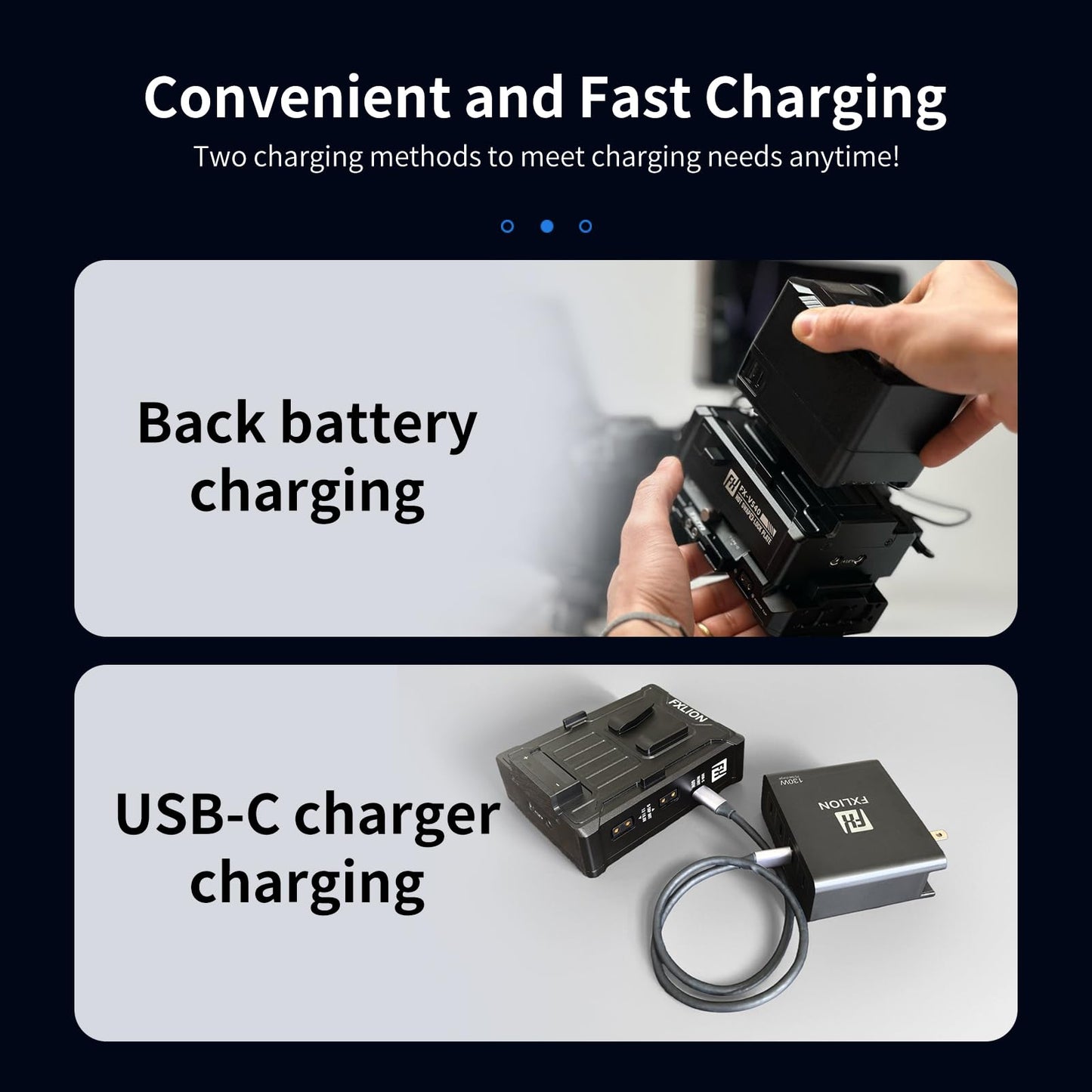 FXLION Hot Swap V Mount Battery Plate, Universal Camera Mount Clamp with 120s Power Buffer, 1 USB-C in/Out, 2 USB-C & 2 D-tap Outputs, OLED Display for Cinema Cameras, Lights & Tripod Rig - FX-VS40