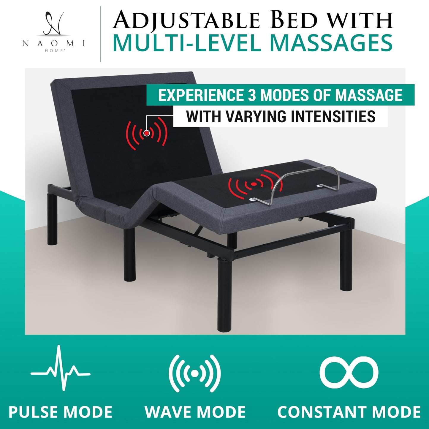 Idealbase adjustable bed frame twin with Lumbar Support & Head Tilt, Foot Incline, Back & Leg Massage, USB Ports, Massage Bed with Wireless Remote, Assembly Needed, Ergonomic Zero-Gravity Smart Bed