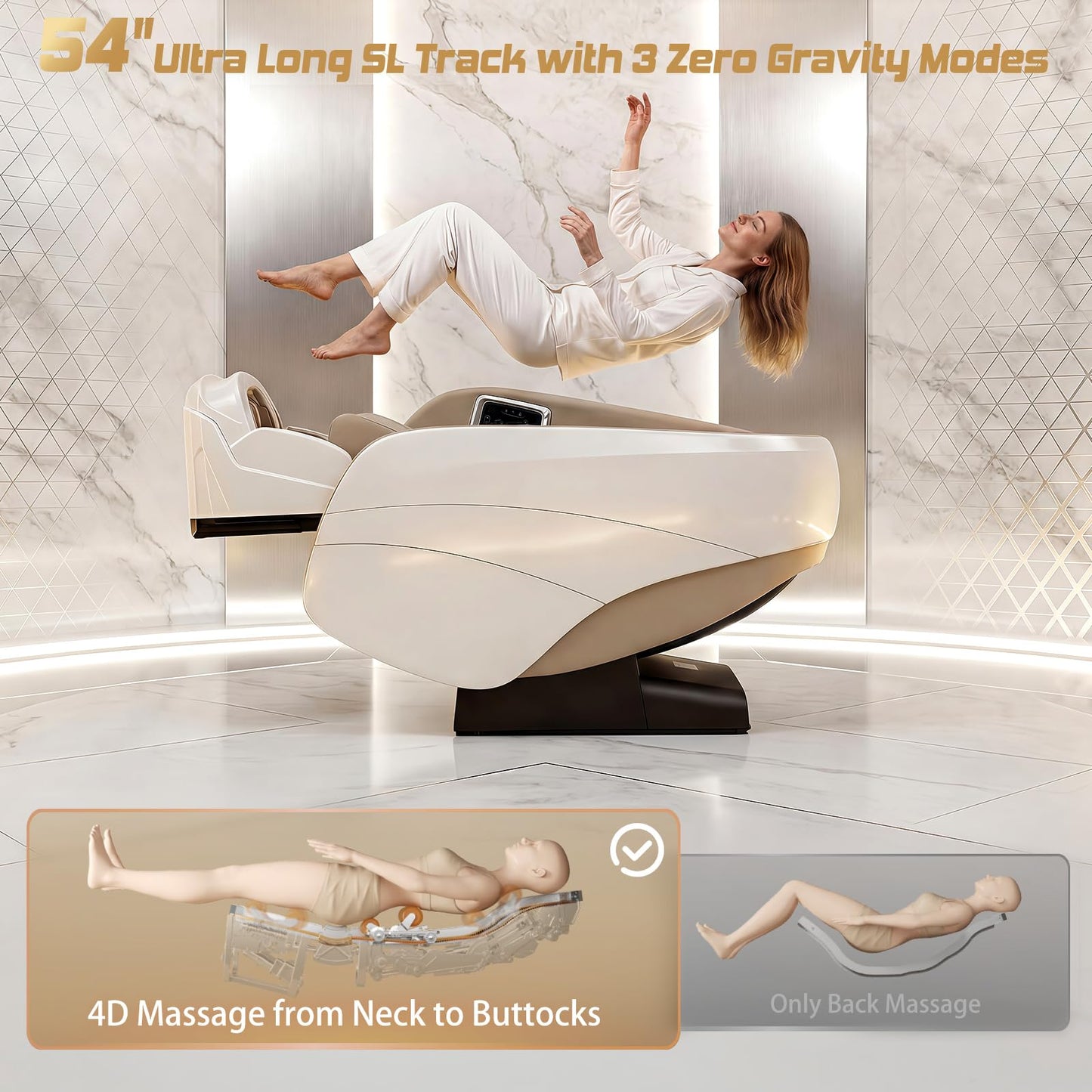 Medfinity 4D Massage Chair Full Body, Zero Gravity Recliner,34 Airbags Massage,20 Auto Massage Programs,Auto Body Scan,AI Voice Control,55" SL Track,Beige