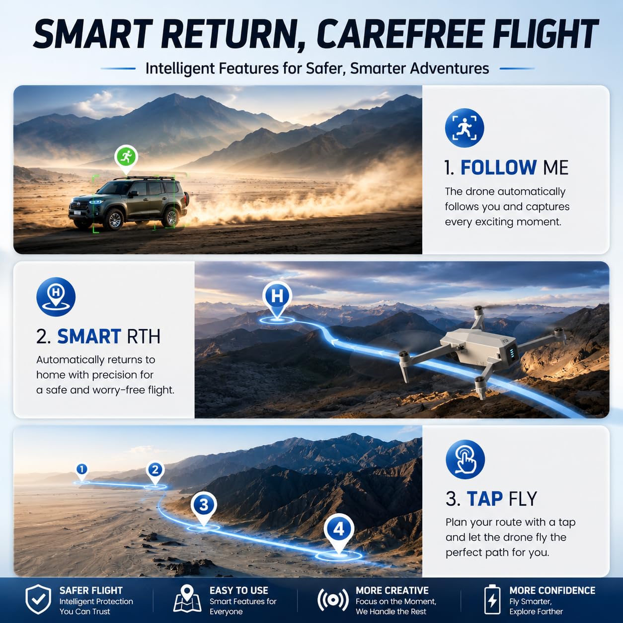 Holy Stone HS790 6K Photo Drone with Camera for Adults, 3 Axis Brushless Gimbal 4K Video, 30000ft Transmission, 60Min Flight with Fast Charging Hub, AI Night Shot, GPS Smart Flight, Beginner Mode
