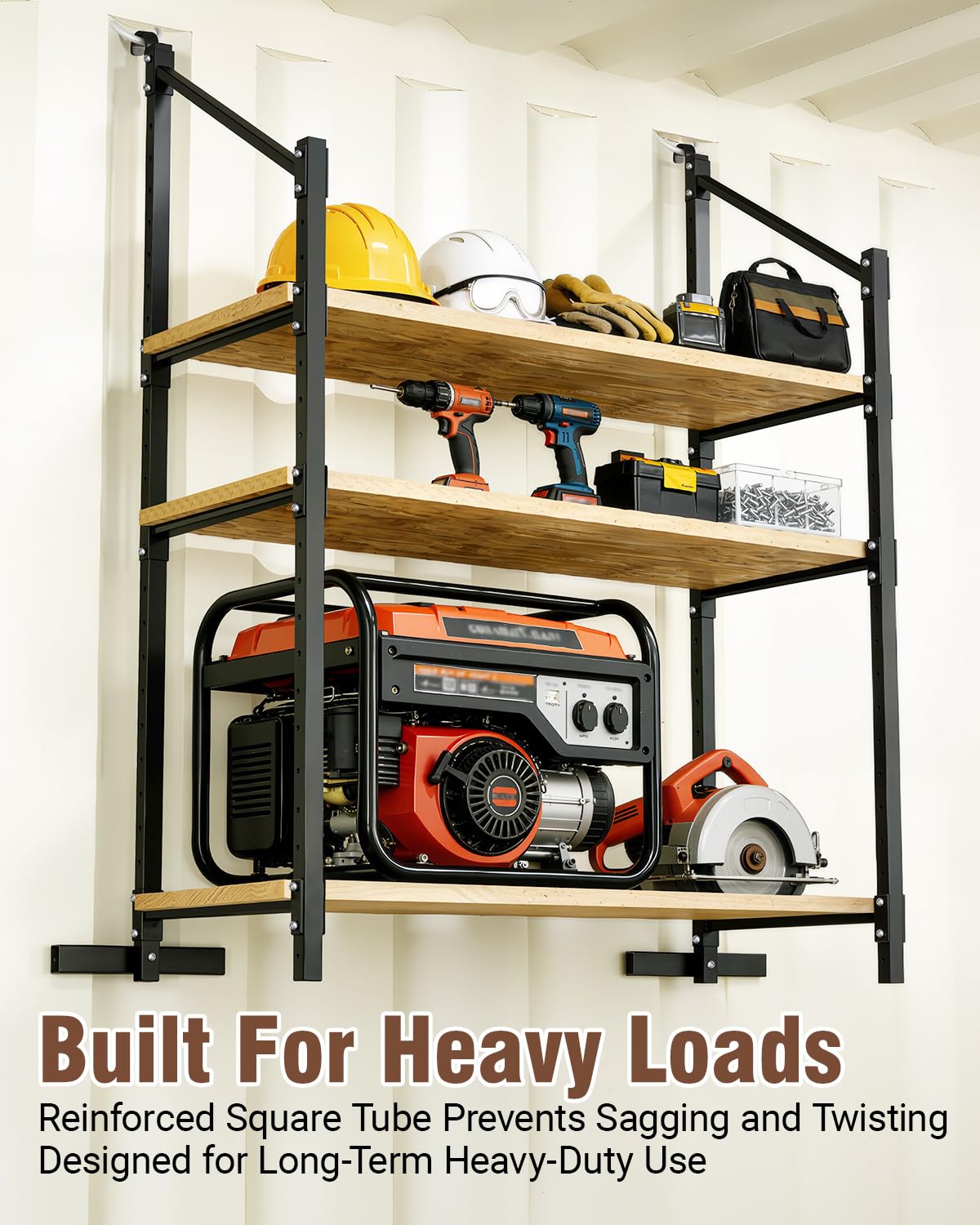 Lupar Heavy Duty Shipping Container Shelving Brackets, 3-Layer Cargo Container Shelves Shelf for DIY Storage System, Steel Rack Support for Tools Equipment Garage Farm Workshop, Sets of 4
