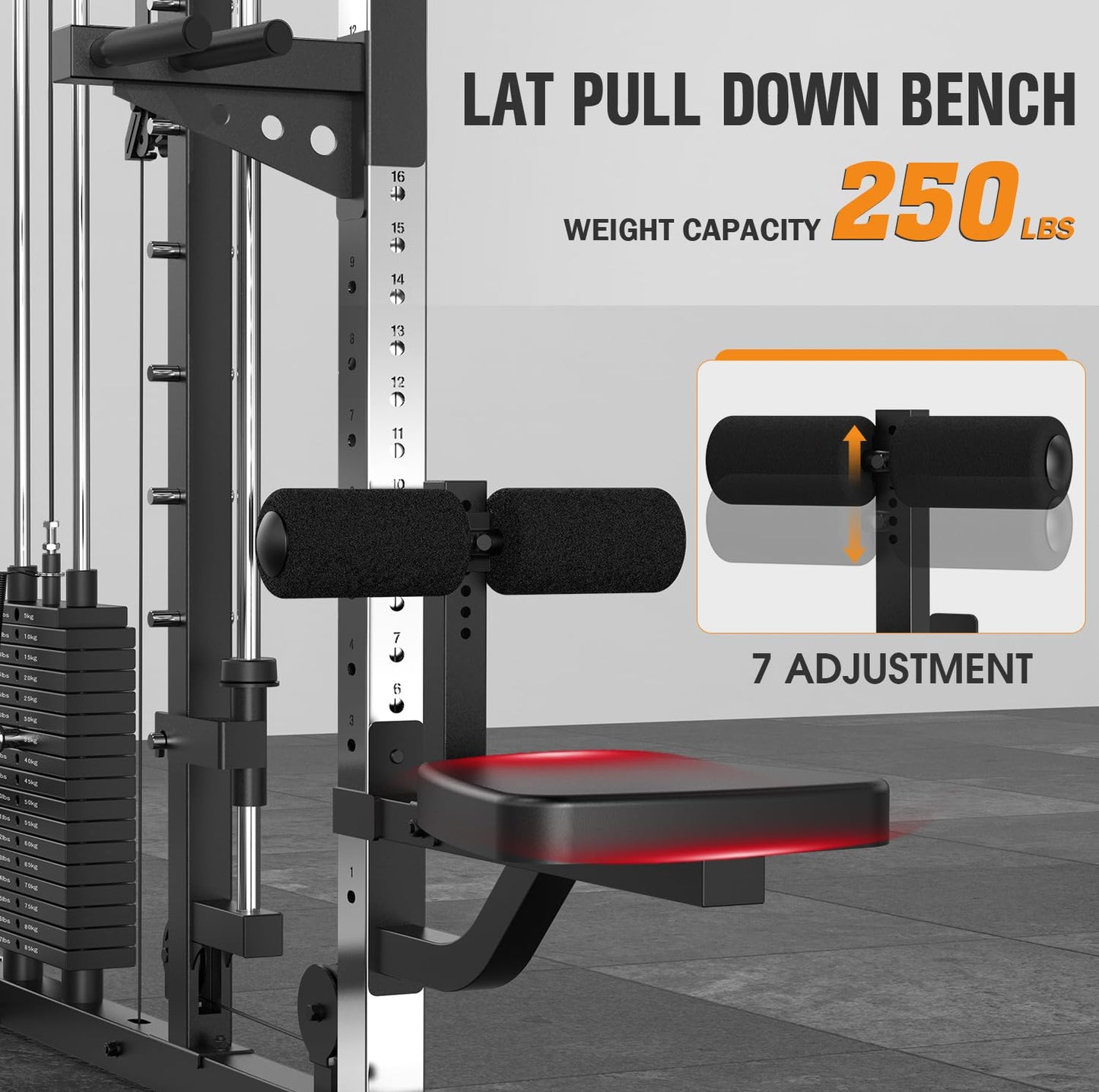 DONOW Smith Machine with Weight Stacks, Heavy Duty Home Gym System Power Cage Cable Crossover Machine Multi-Functional Trainer Ratio 1:1 (AS1 Steel Stacks 374lbs)