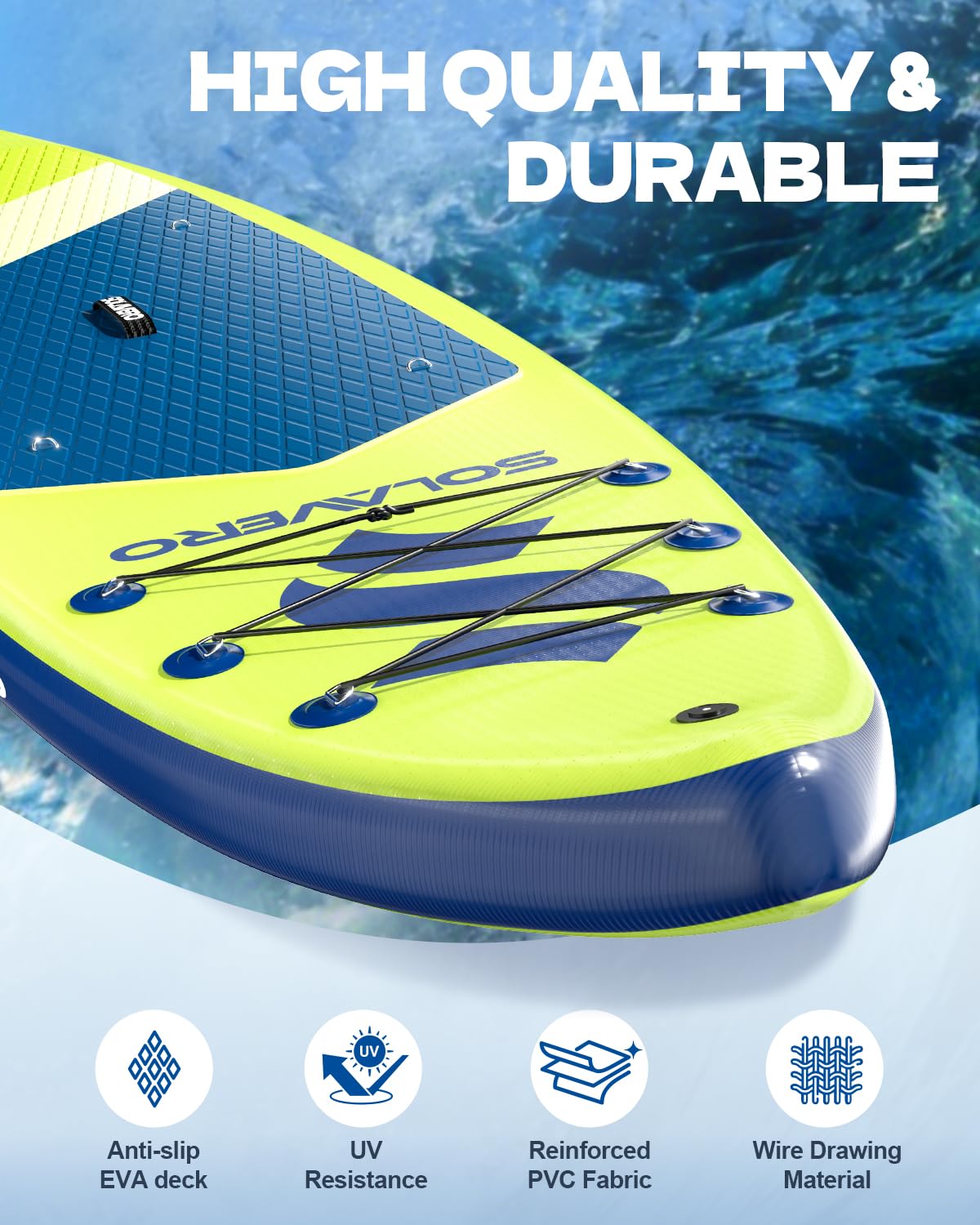 SOLAVERO 10'6" Inflatable Stand Up Paddle Board with Premium SUP Accessories, Anti-Slip EVA Deck for Adults of All Skill Levels, Paddleboard for Fishing, Yoga & Sunbathing