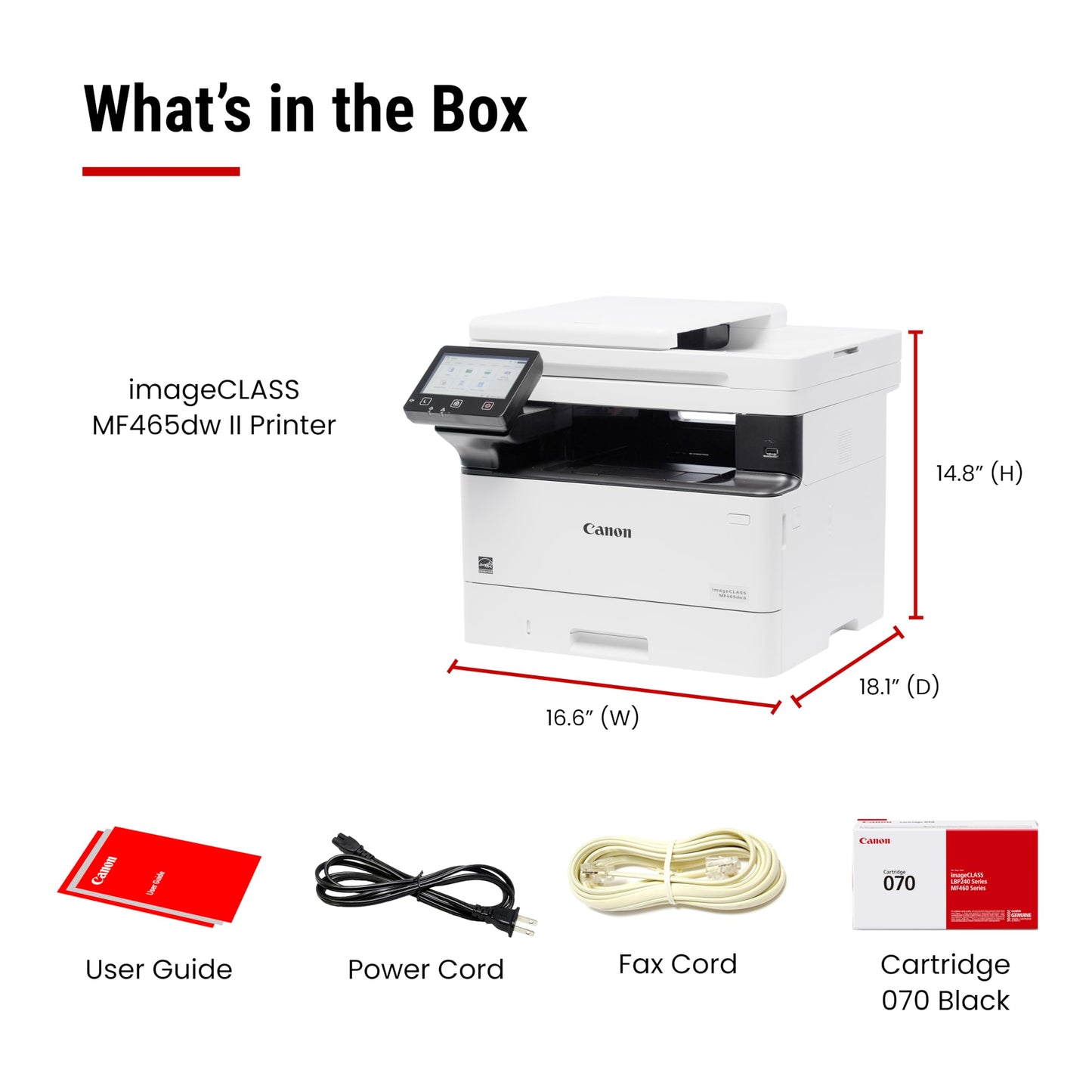Canon imageCLASS MF465dw II - Monochrome Wireless Duplex Laser Printer with Print, Copy, Scan, Fax, Expandable Paper Capacity, 42 PPM