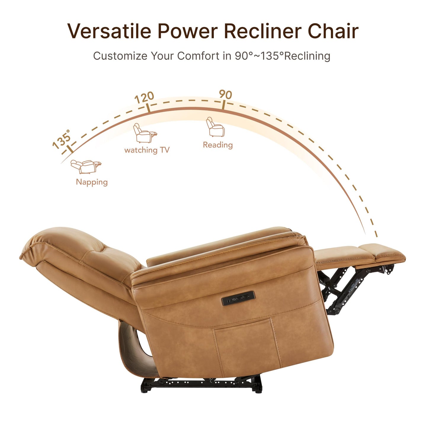 KISLOT Power Recliner Chair with Adjustable Headrest and Footrest, Dual Motor Leather Reclining Chair with USB/Type-C Charging, Zero Gravity Modern Electric Recliner for Adults Living Room Bedroom