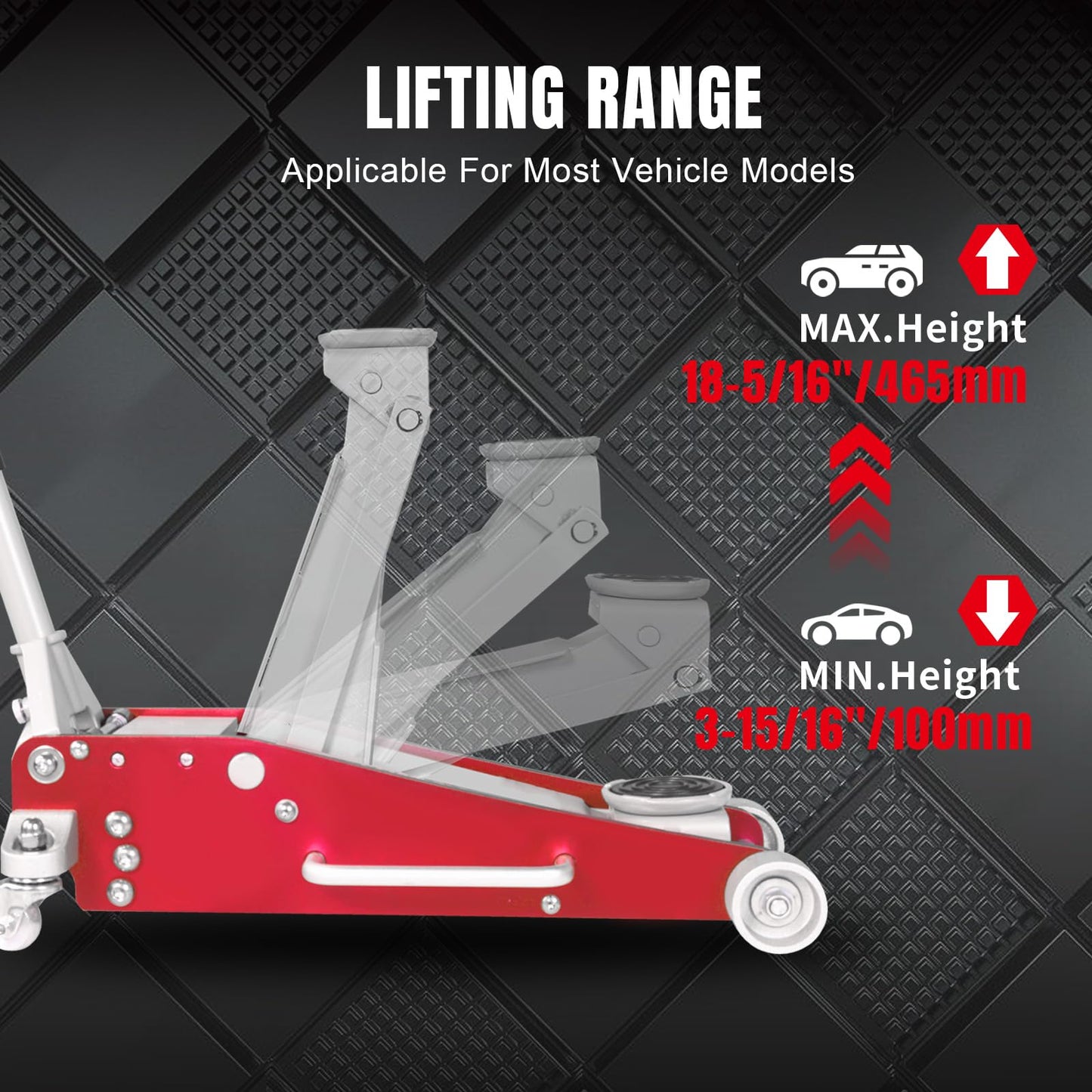 Big RED 3 Ton Floor Jack,Aluminum and Steel Hydraulic Low Profile Car Jack with Dual Piston Quick Lift Pump,Lightweight Racing Floor Jack for Vehicle,6,000 lb Capacity,Red,TAM830011L