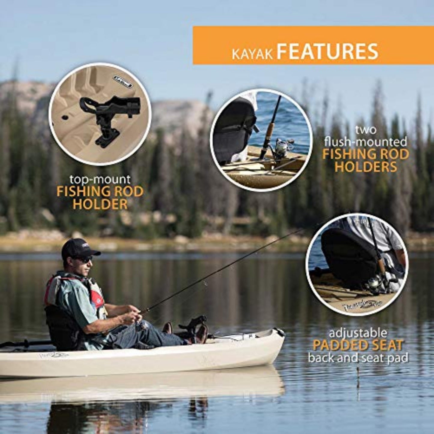 Lifetime Muskie Angler Sit-On-Top Kayak with Paddle, Tan, 120"