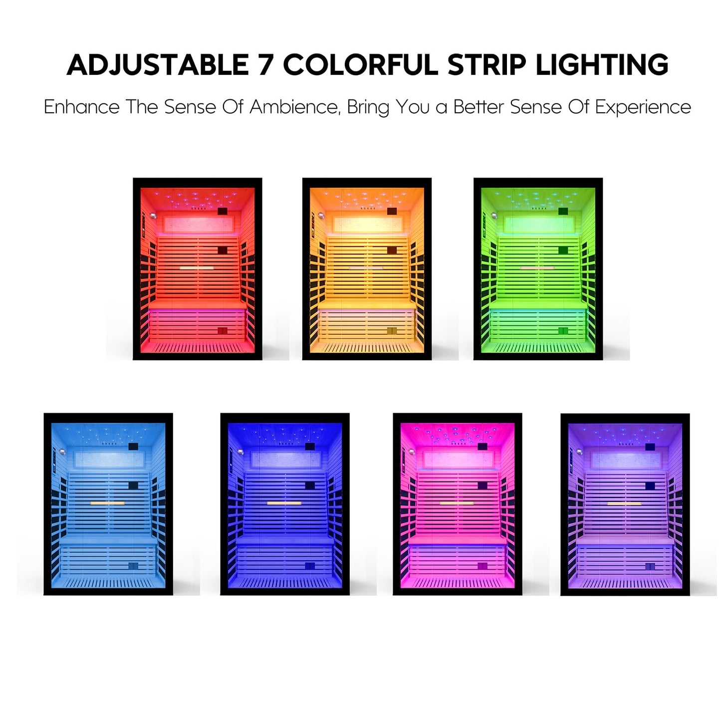 HOSAUNA Sauna 2 Person Far Infrared Sauna Home Canadian Hemlock Indoor 2160W Low-EMF Dry Saunas with Oxygen Bar, 21 Full Stars in 7 Color Remedies, Control Panel, Speakers (53.1 * 47.2 * 74.8 in)