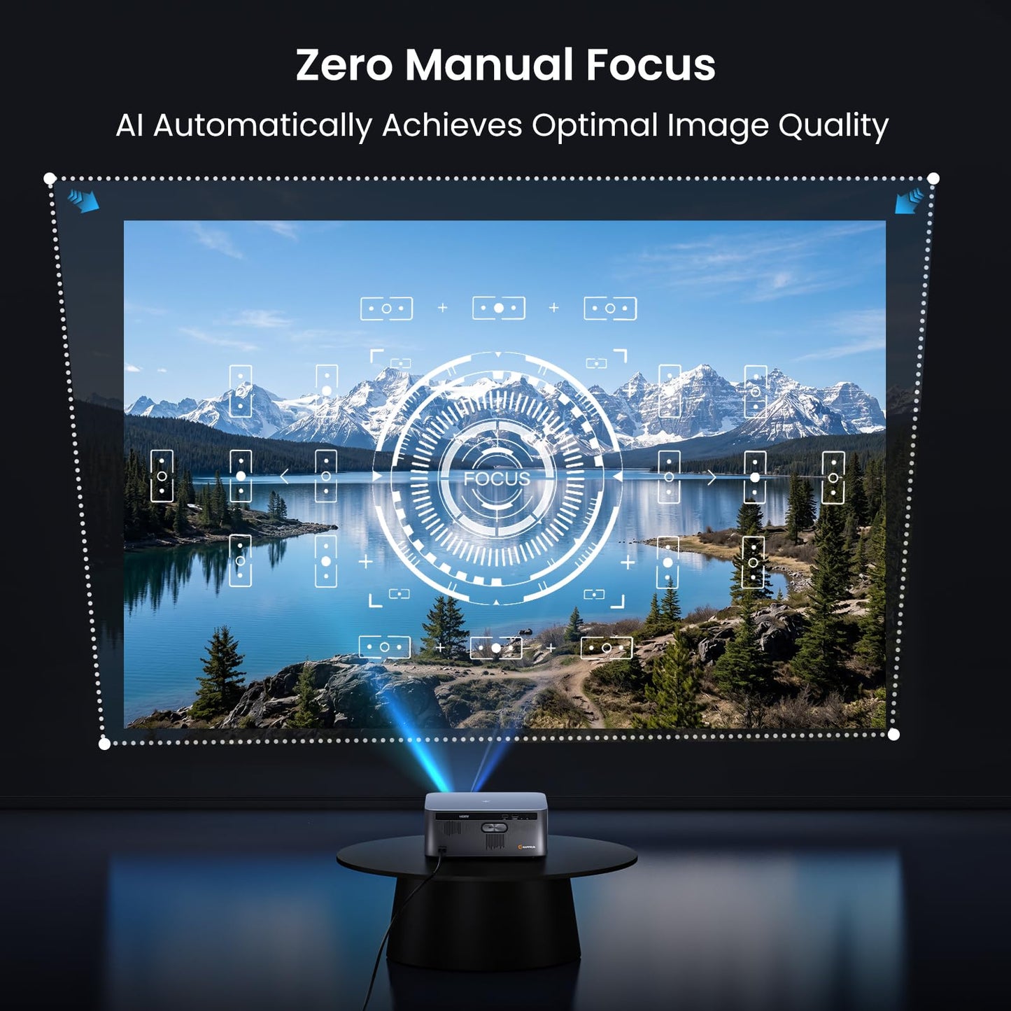 HAPPRUN 3000 ANSI Lumens Outdoor Projector with Official Google TV, 4K Supported Smart Movie Projector, Dolby Audio, Auto Focus & Keystone, WiFi 6 and Bluetooth for Indoor & Outdoor Movies,Black
