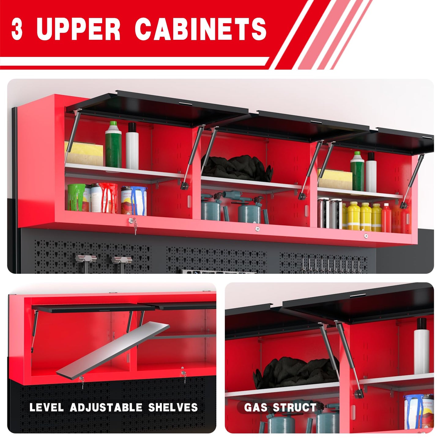 LARBANKE 72" Rolling Tool Chest with 15 Drawers - Heavy Duty Garage Workbench with Power Strip & Pegboard - 18" Deep 1.2" Thick Solid Wood Top, Lockable Tool Storage Cabinet for Professional Mechanic