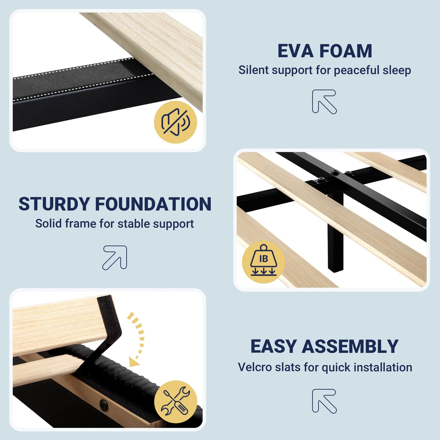 Allewie Queen Bed Frame, Upholstered Platform Bed, Adjustable Vertical Channel Tufted Headboard, Corduroy Fabric, Modern Low Profile, Wooden Slats, No Box Spring Needed, Easy Assembly, Black