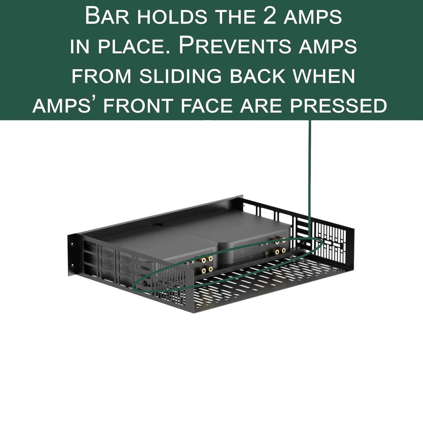 ynVISION.DESIGN 2U Rack Mount Shelf for WiiM Amp & WiiM Amp Pro (4 Pack) | 14" Deep | Fits 19" Standard AV, Audio & Server Racks | Holds 2 Amps | Vented with Cable Management & Back Bar