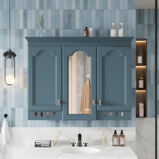 Merax Country Bathroom Medicine Cabinet with Mirror, 36" x 28" Wall Mount Bathroom Storage Cabinet with Soft-Close Doors and Adjustable Shelves, Over Toilet Wall Cabinet