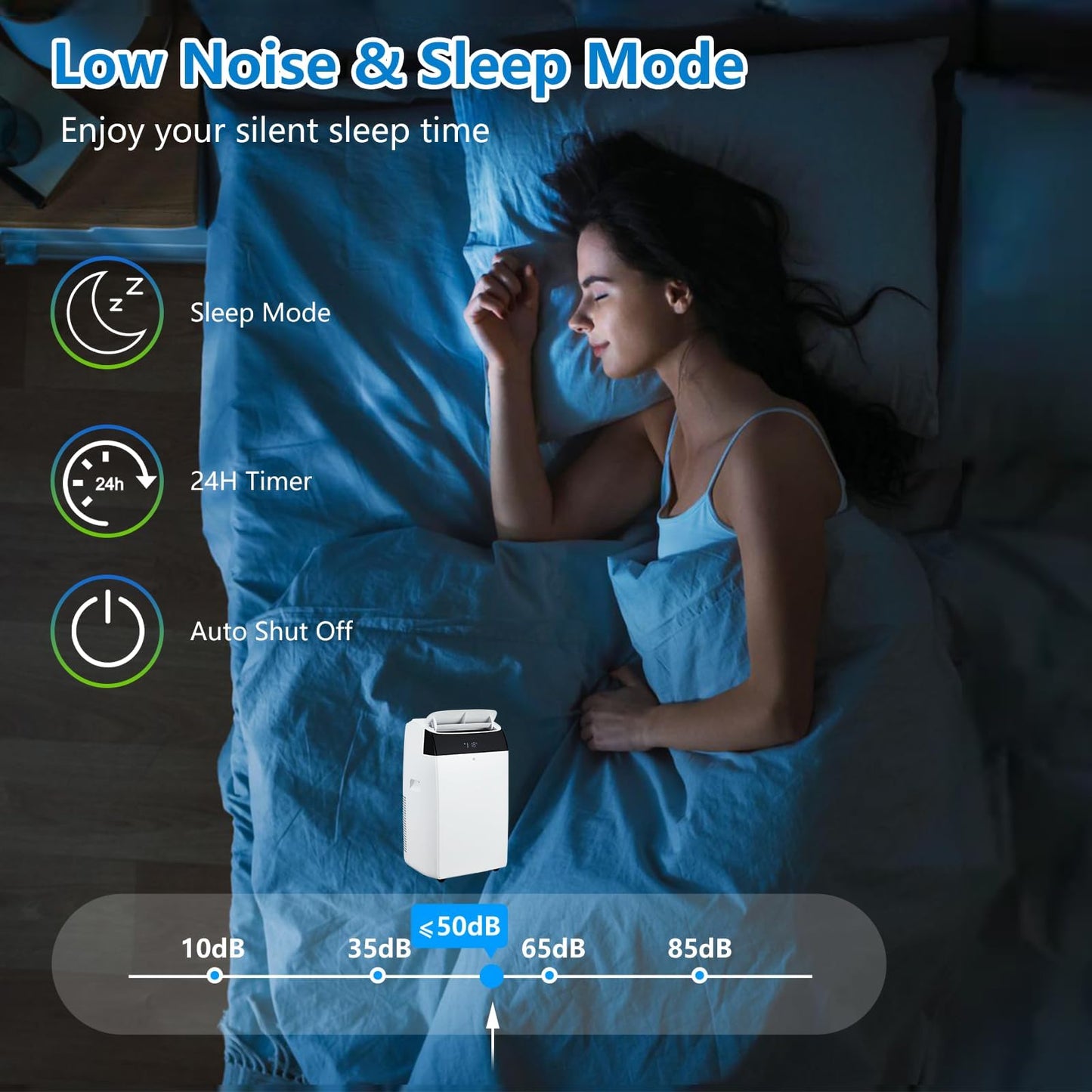 14,000 BTU Portable Air Conditioner Cools up to 750 Sq.Ft, 3-in-1 Quiet Portable AC Unit with Remote Control & Installation Kits for Large Room, 3 Speed, Auto Swing, 24H Timer