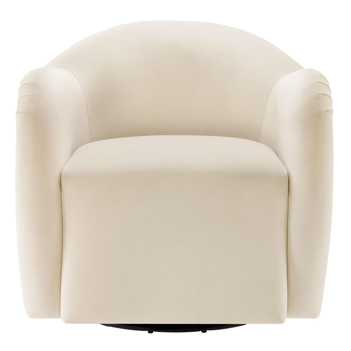 Modway Compose Performance Velvet Swivel Armchair in Alabaster - Barrel Accent Chair - Comfy Round Single Sofa Chair with 360° Rotation - Modern Upholstered Club Chair for Living Room, Bedroom