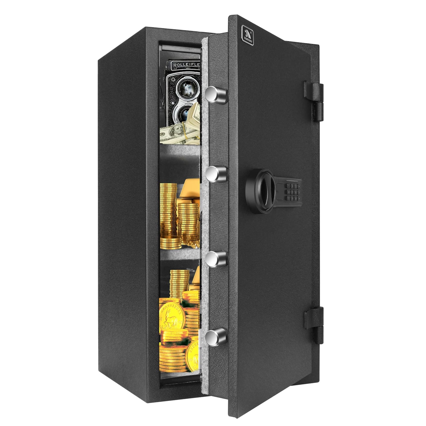 TIGERKING Fireproof Safe, 3.47 Cubic Feet Safe Box, Large Steel Money Safe Home Safes with Digital Lock for Home and Office