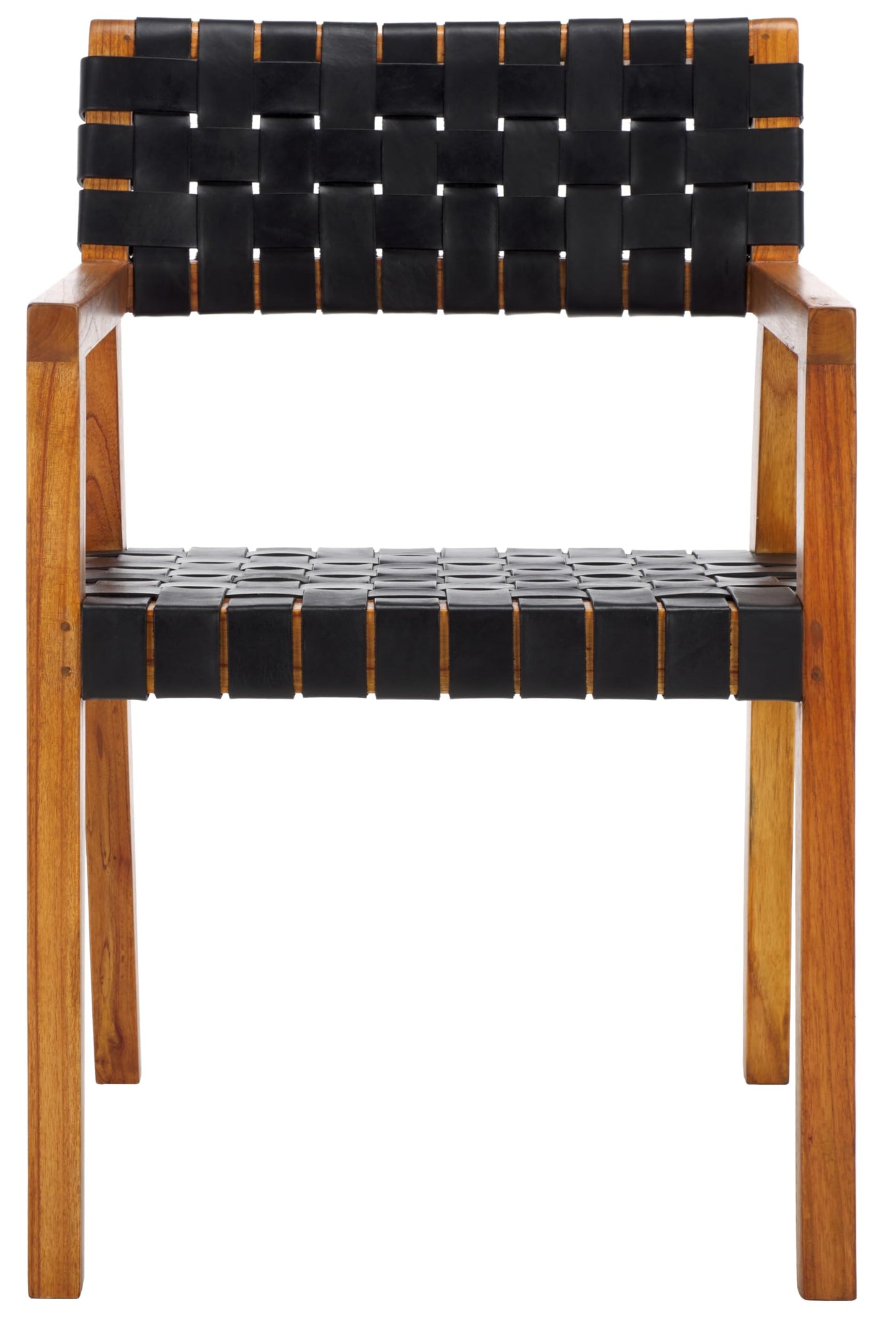 SAFAVIEH Home Collection Cire Black Faux Leather/Natural Solid Wood Dining Chair