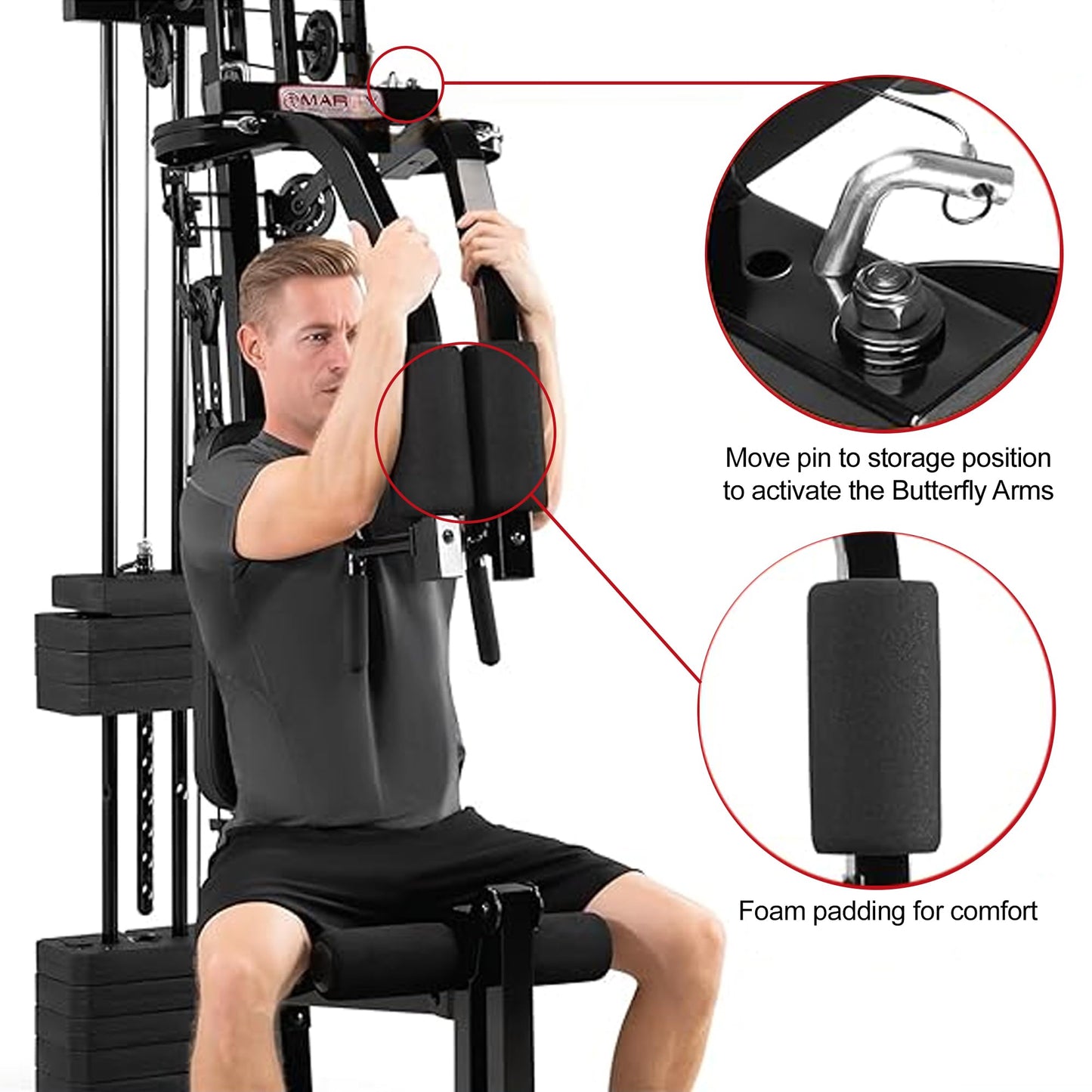 Marcy 100Lb. Stack Home Gym with Pulley, Press Arm, and Leg Developer MKM-81030